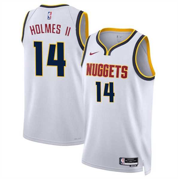 Mens Denver Nuggets #14 DaRon Holmes II White 2024 Draft Association Edition Stitched Basketball Jersey Dzhi->denver nuggets->NBA Jersey